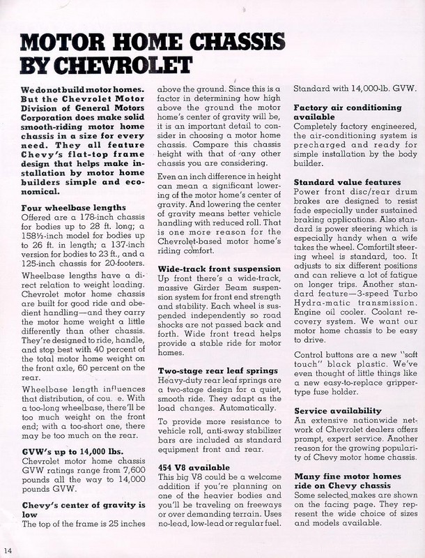 1974 Chevrolet Recreational Vehicles Brochure Page 13